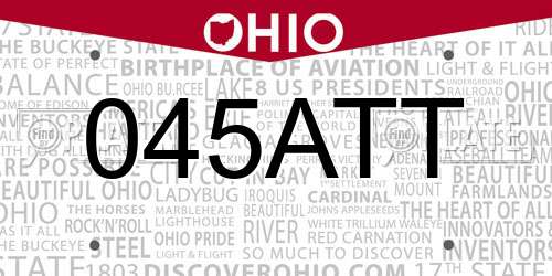 045ATT Ohio License Plate