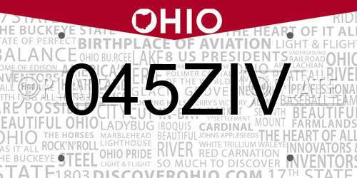 045ZIV Ohio License Plate