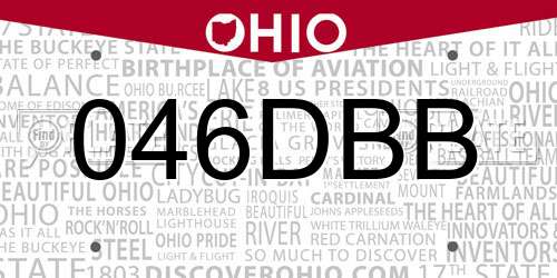 046DBB Ohio License Plate