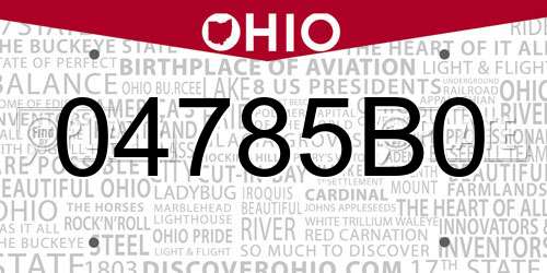 04785B0 Ohio License Plate