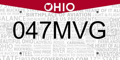 047MVG Ohio License Plate