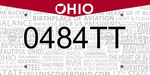0484TT Ohio License Plate