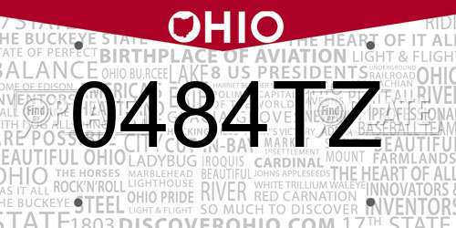 0484TZ Ohio License Plate