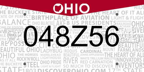 048Z56 Ohio License Plate