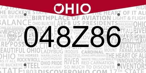 048Z86 Ohio License Plate