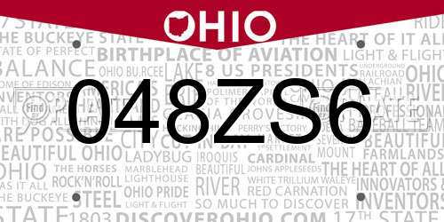048ZS6 Ohio License Plate