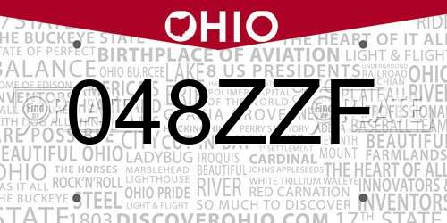 048ZZF Ohio License Plate