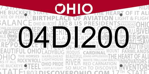 04DI200 Ohio License Plate
