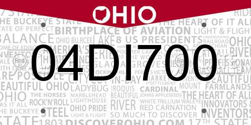 04DI700 Ohio License Plate