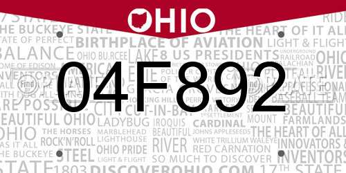04F892 Ohio License Plate