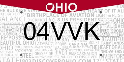04VVK Ohio License Plate