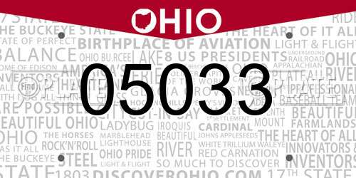 05033 Ohio License Plate