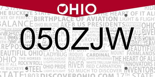 050ZJW Ohio License Plate