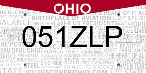 051ZLP Ohio License Plate