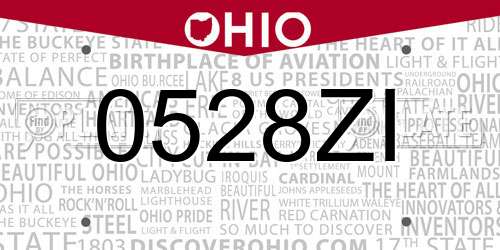 0528ZI Ohio License Plate