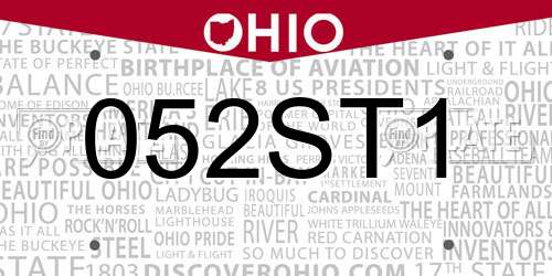 052ST1 Ohio License Plate