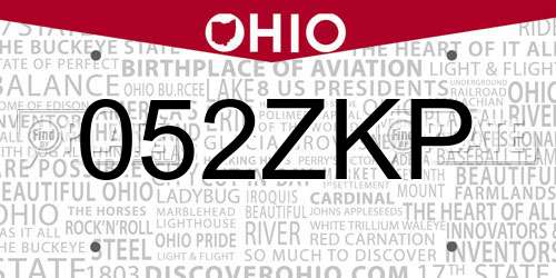 052ZKP Ohio License Plate