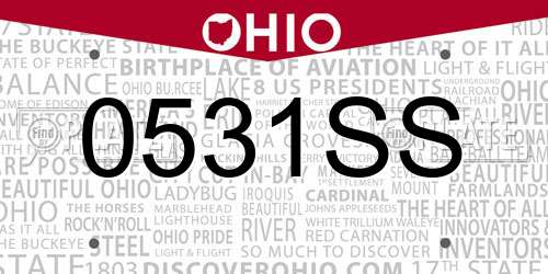 0531SS Ohio License Plate