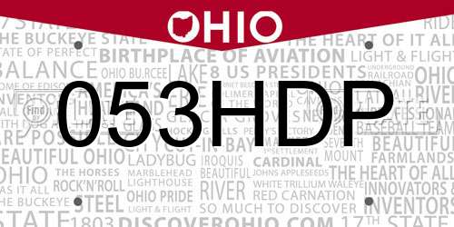 053HDP Ohio License Plate