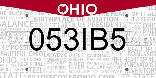 053IB5 Ohio License Plate