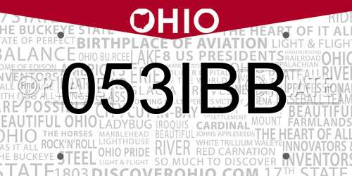 053IBB Ohio License Plate