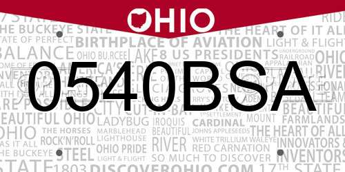 0540BSA Ohio License Plate