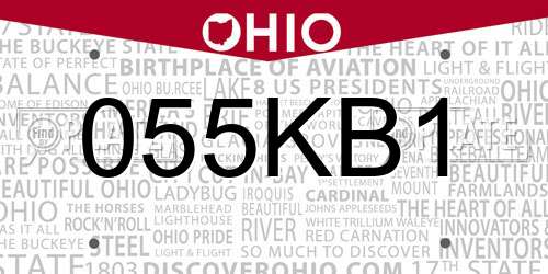 055KB1 Ohio License Plate