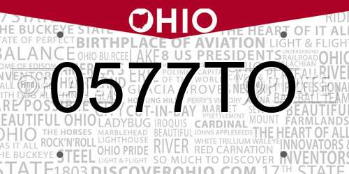 0577TO Ohio License Plate