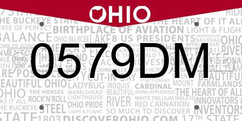 0579DM Ohio License Plate