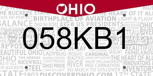 058KB1 Ohio License Plate