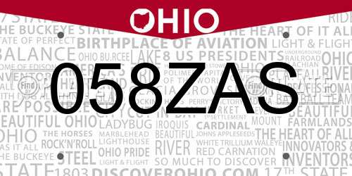 058ZAS Ohio License Plate