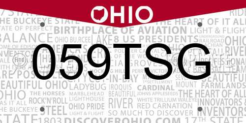 059TSG Ohio License Plate