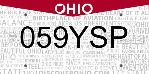 059YSP Ohio License Plate