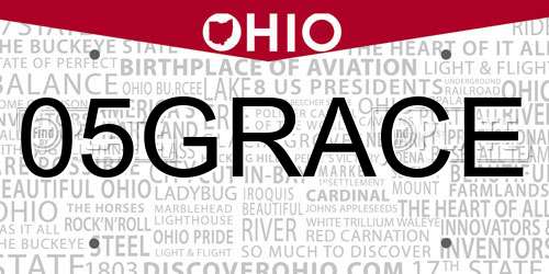 05GRACE Ohio License Plate
