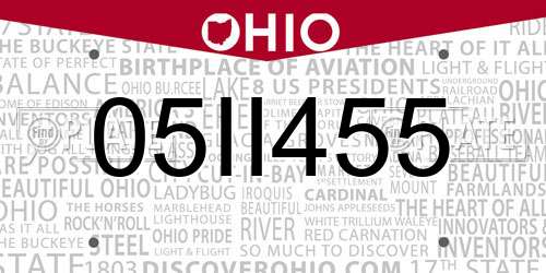 05II455 Ohio License Plate