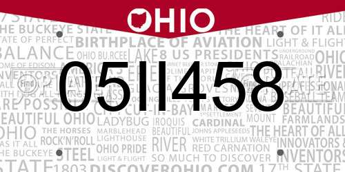 05II458 Ohio License Plate