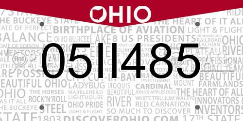 05II485 Ohio License Plate