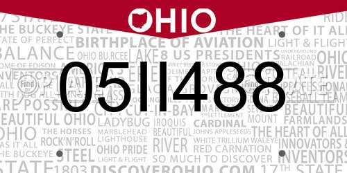 05II488 Ohio License Plate