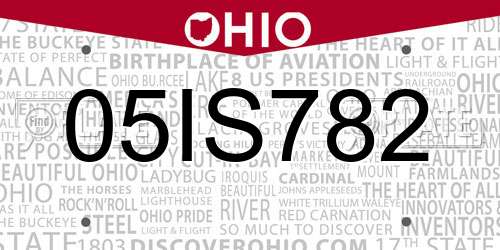 05IS782 Ohio License Plate