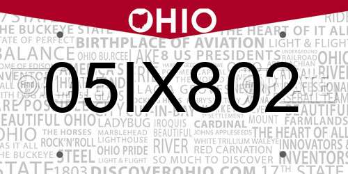 05IX802 Ohio License Plate
