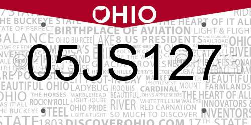 05JS127 Ohio License Plate