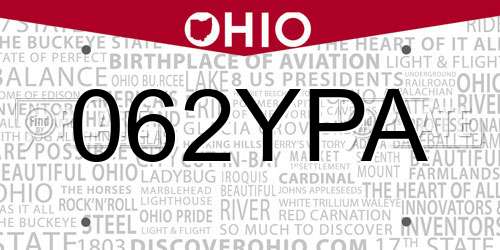 062YPA Ohio License Plate