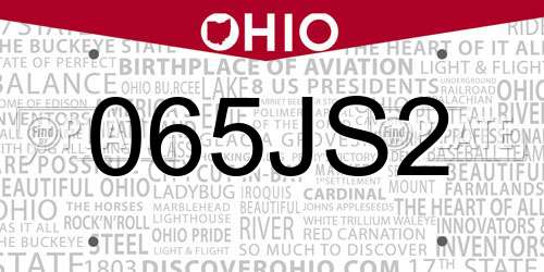 065JS2 Ohio License Plate