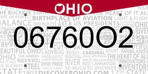 06760O2 Ohio License Plate