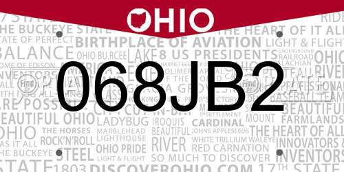 068JB2 Ohio License Plate