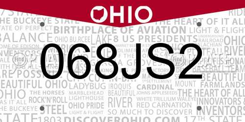 068JS2 Ohio License Plate