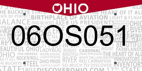 06OS051 Ohio License Plate