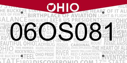 06OS081 Ohio License Plate