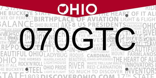 070GTC Ohio License Plate