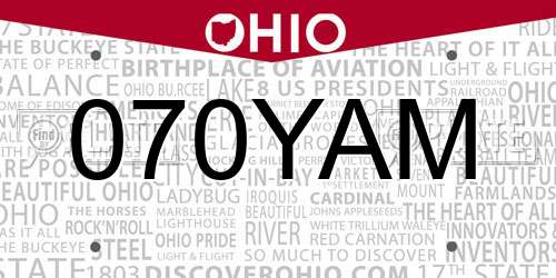 070YAM Ohio License Plate
